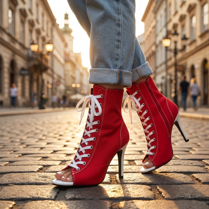 Celina Lace Up Heel Booties