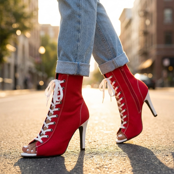 Celina Lace Up Heel Booties