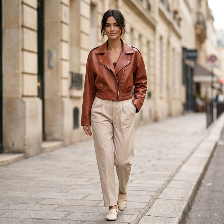 Yolanda Cropped Moto Jacket
