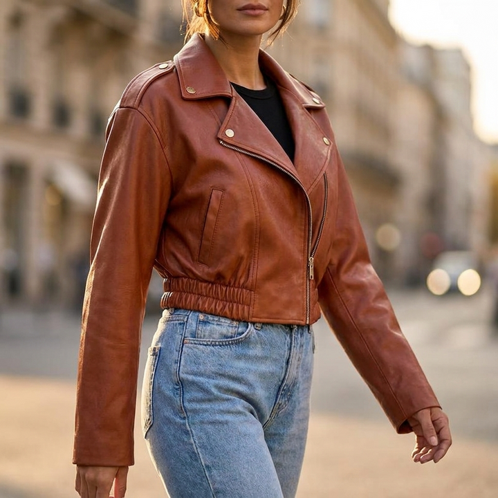 Yolanda Cropped Moto Jacket