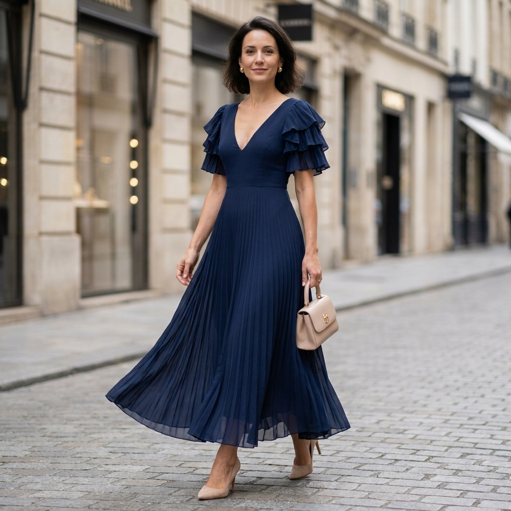 Elara Pleated Maxi Dress
