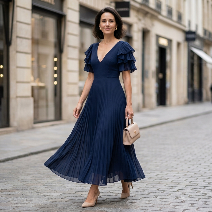 Elara Pleated Maxi Dress