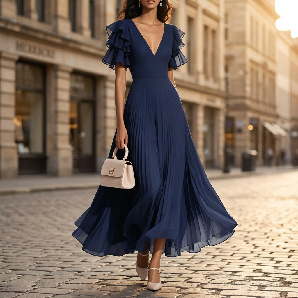Elara Pleated Maxi Dress