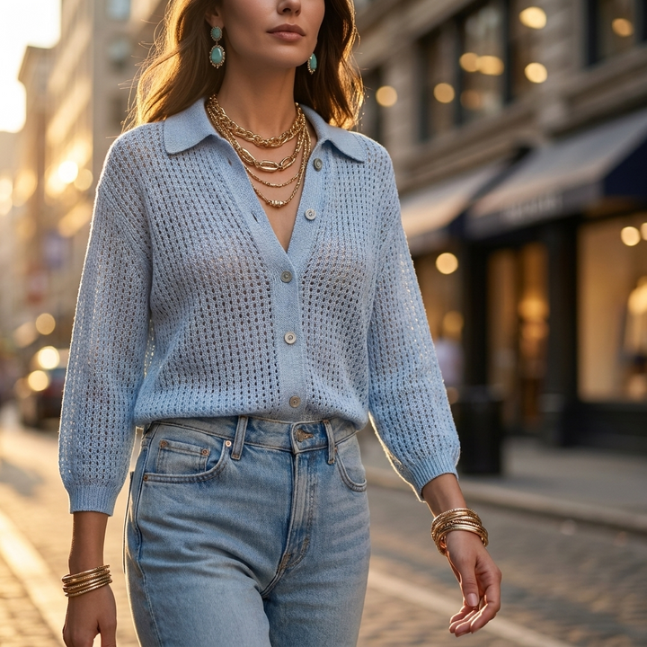 Elira Open Crochet Knit Cardigan