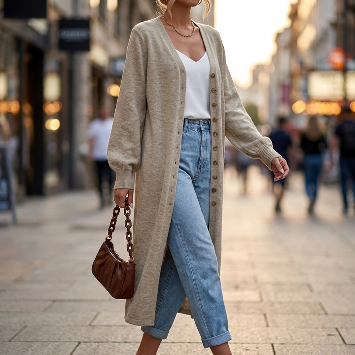 Tamsin Long Ribbed Cardigan