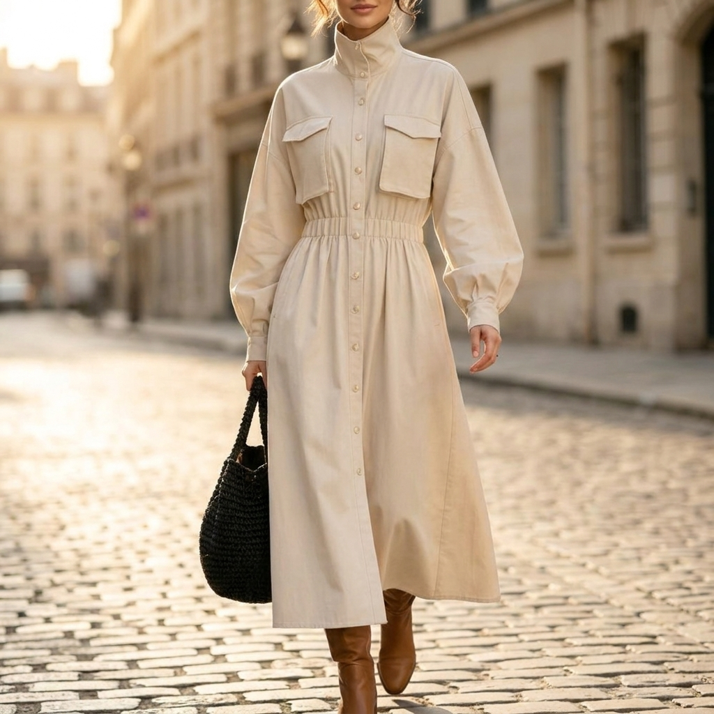 Aurelia Flap Pocket Shirt Dress