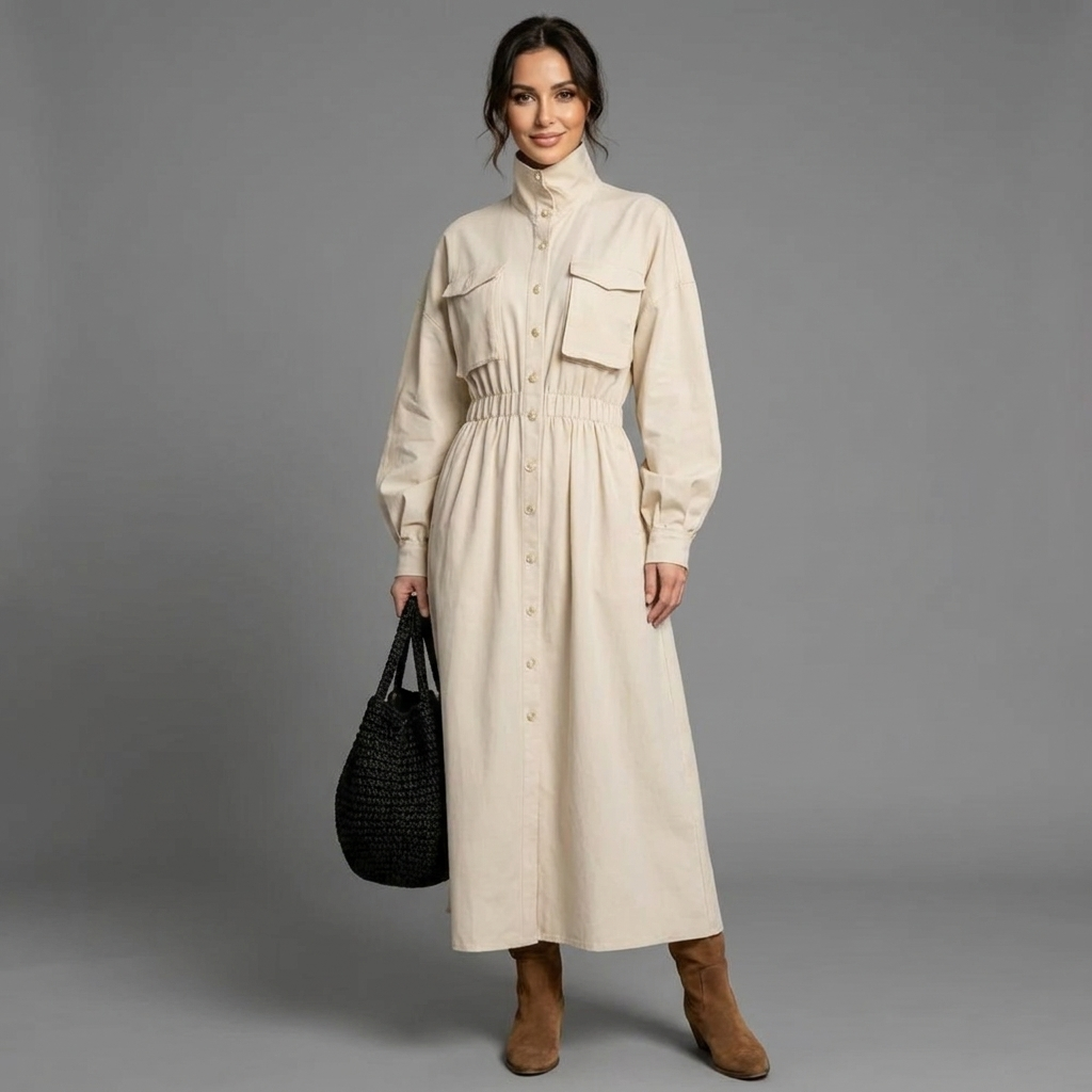 Aurelia Flap Pocket Shirt Dress