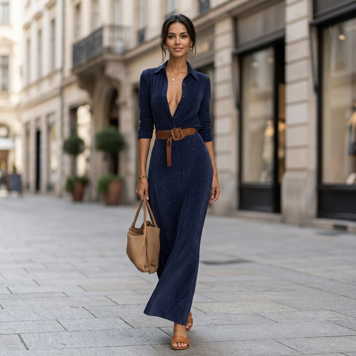 Georgette Brushed Velvet  Shirt Dress