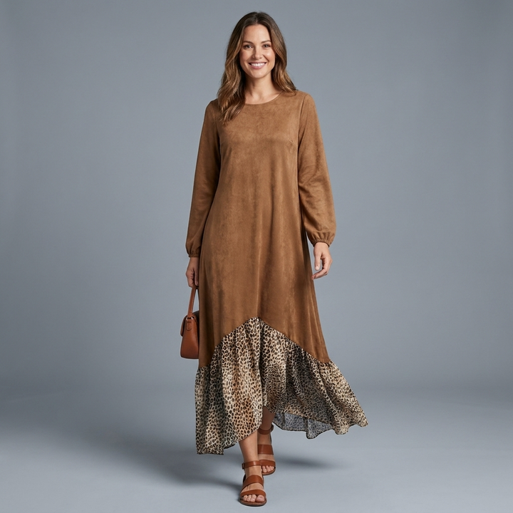 Delphine Leopard Hem Maxi Dress