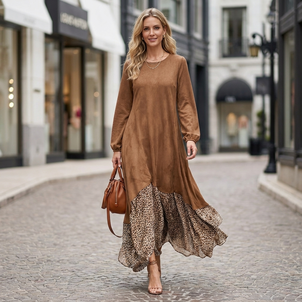 Delphine Leopard Hem Maxi Dress
