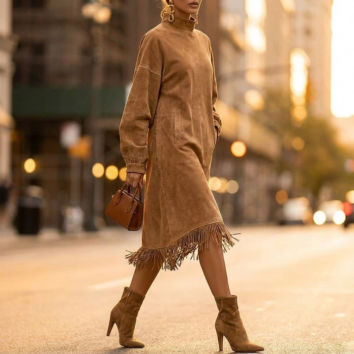 Rosalind Tassel Mock Neck Dress