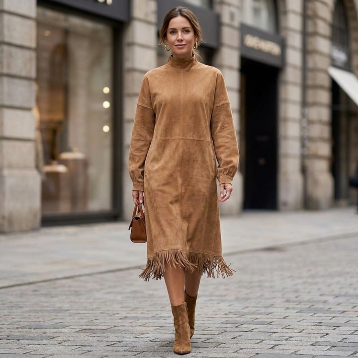 Rosalind Tassel Mock Neck Dress