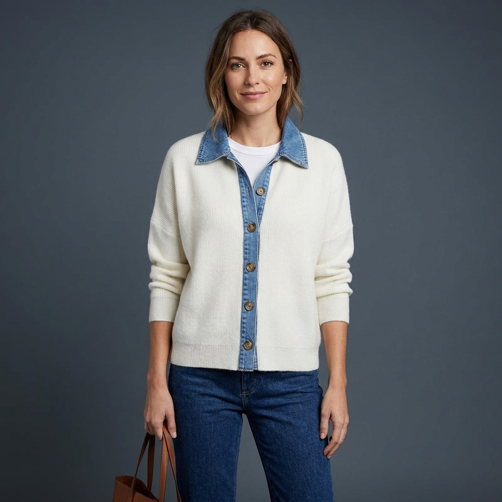 Amoret Denim Placket Cardigan