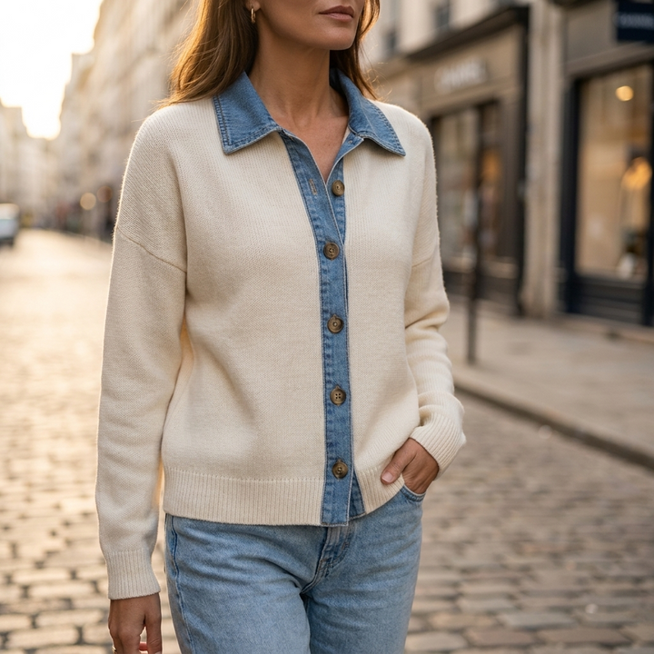 Amoret Denim Placket Cardigan