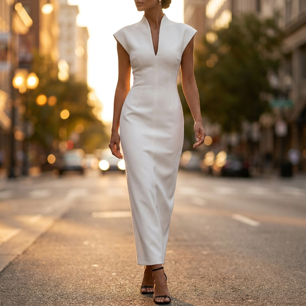 Verona Stand Collar Sheath Dress