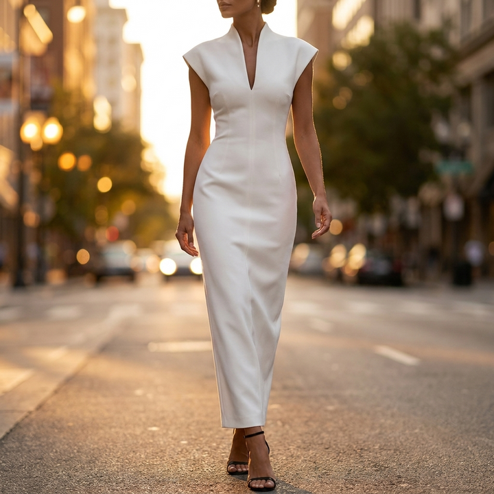 Verona Stand Collar Sheath Dress