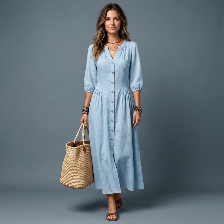 Talia Button Front Maxi Dress