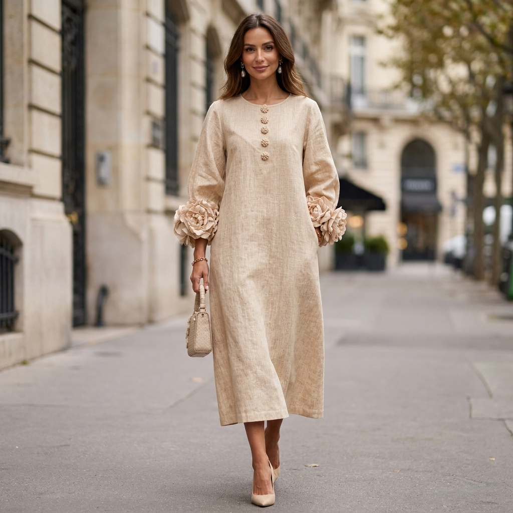 Coraline Lantern Sleeve Midi Dress