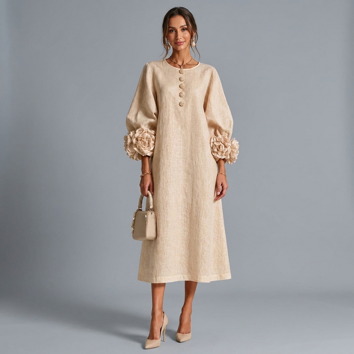Coraline Lantern Sleeve Midi Dress