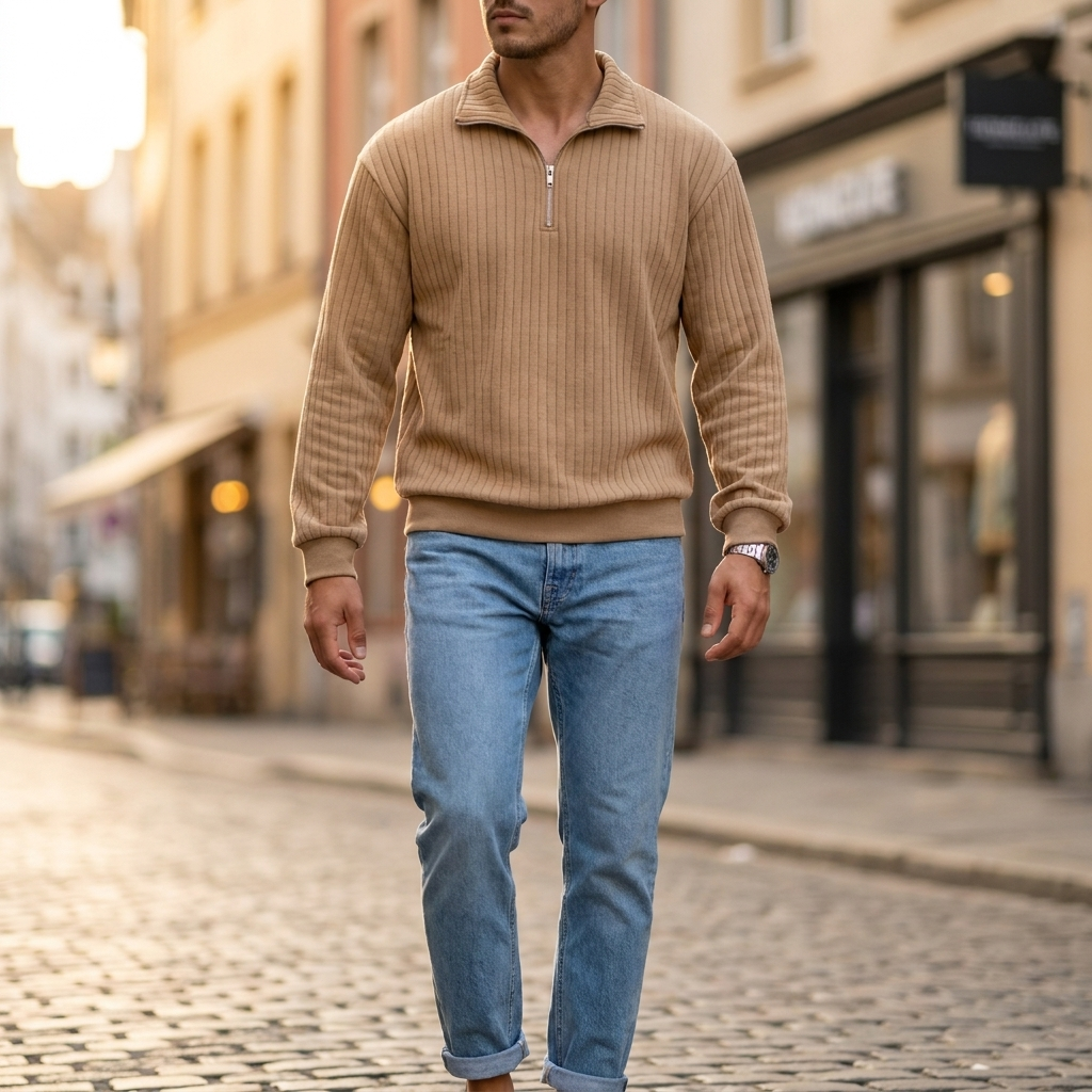Weston Ribbed Half Zip Pullover