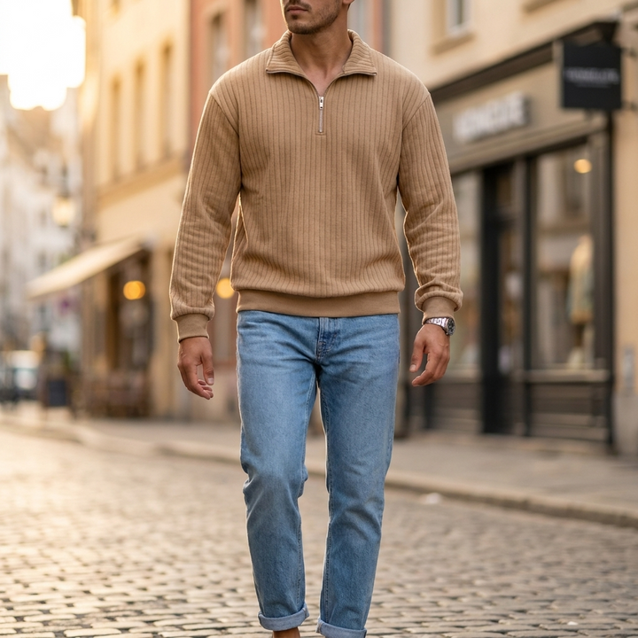 Weston Ribbed Half Zip Pullover