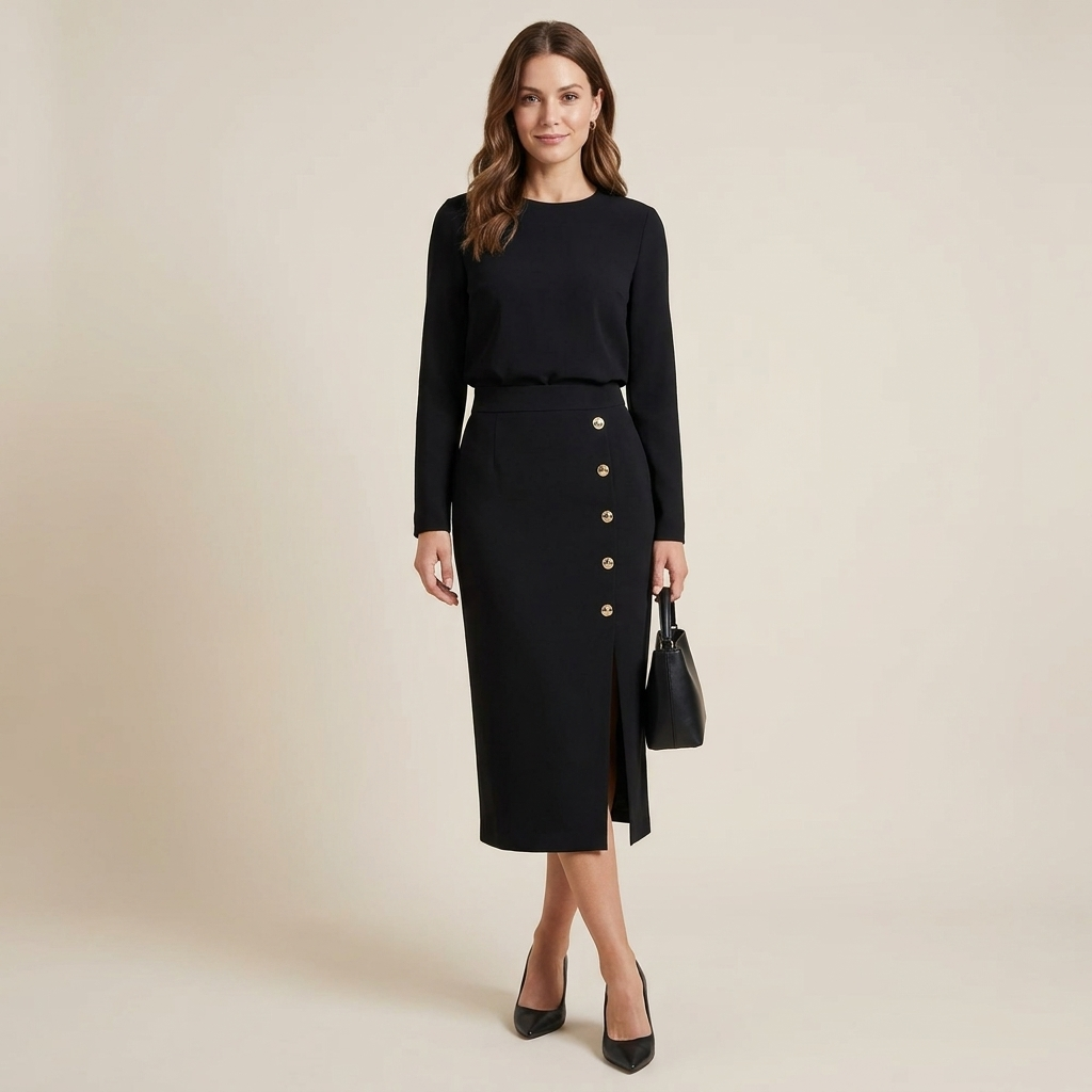 Vesna Button Front Midi Dress