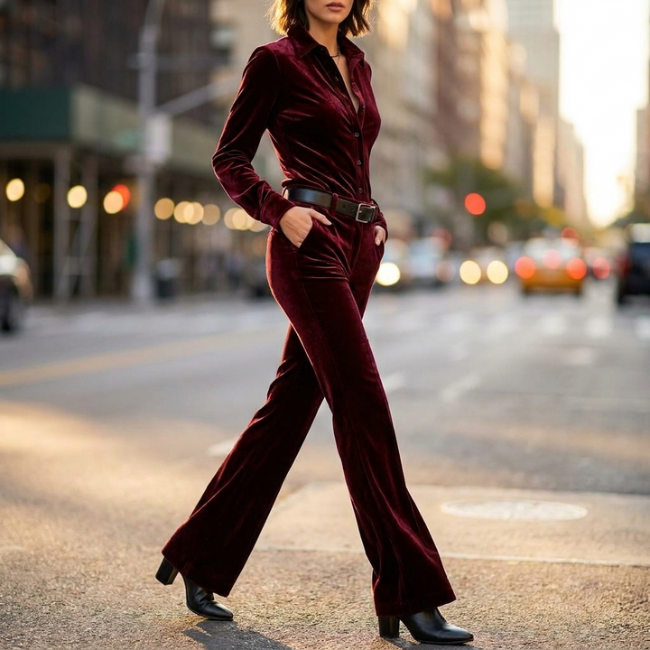 Valentina Wide Leg Velvet Set