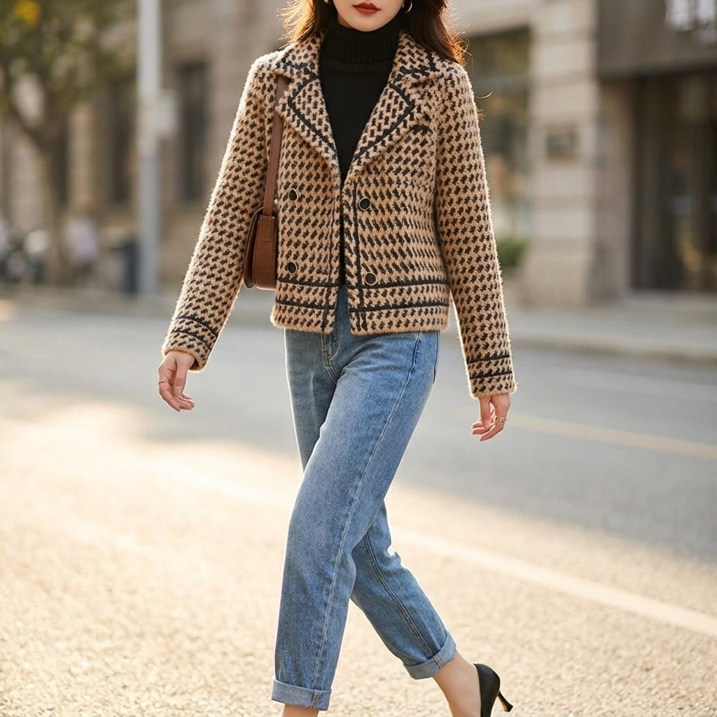 Bramwell Houndstooth Knit Jacket