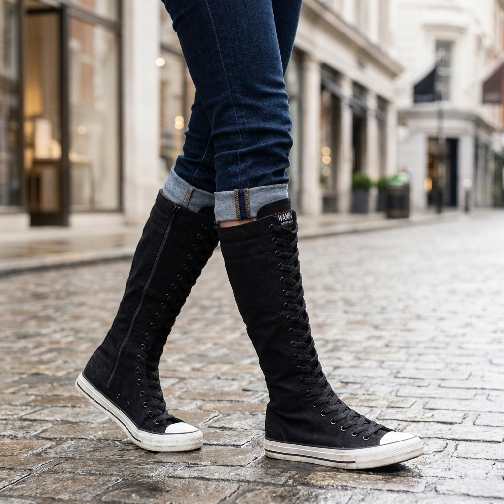 Odile Lace Up Knee Boots