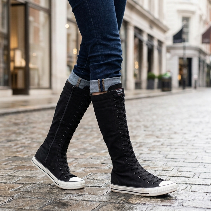 Odile Lace Up Knee Boots