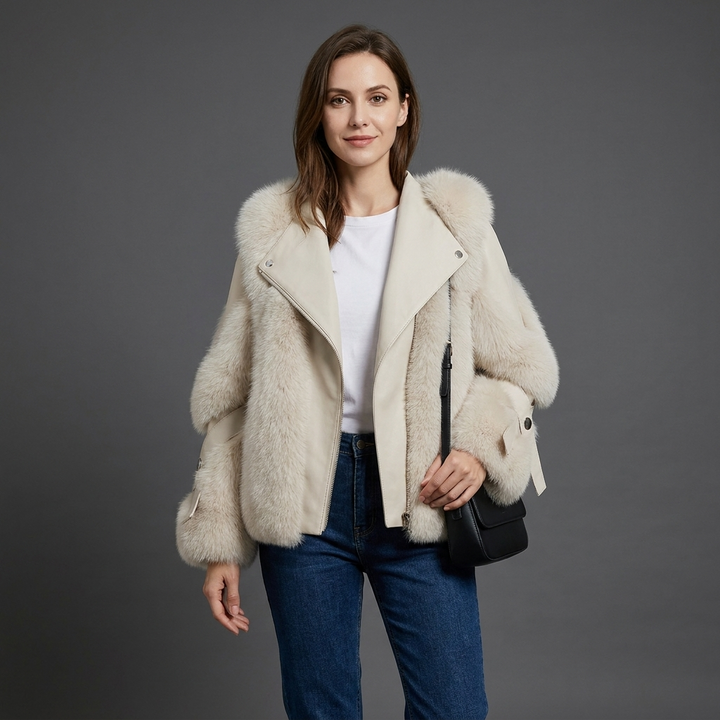 Fontaine Faux Fur Moto Jacket