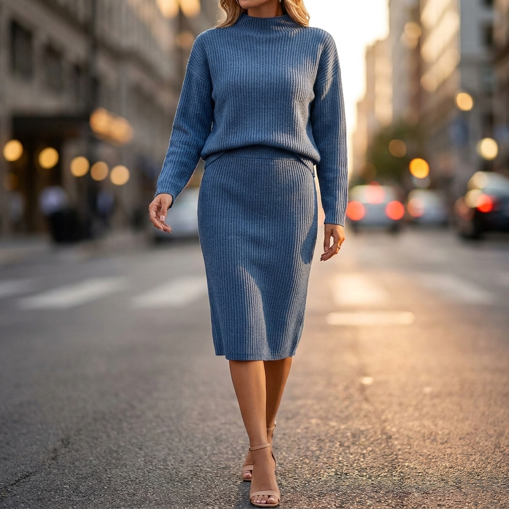 Anouk Ribbed Knit Skirt Set