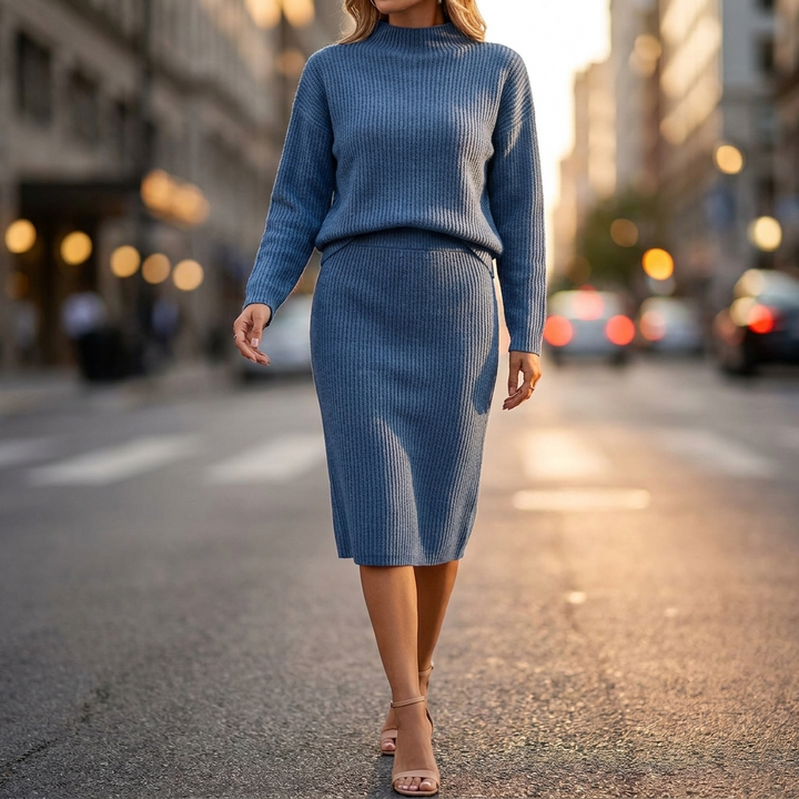 Anouk Ribbed Knit Skirt Set