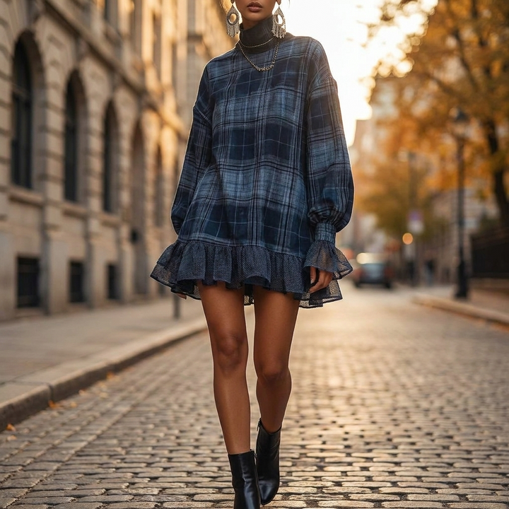 Wynter Lantern Sleeve Mini Dress