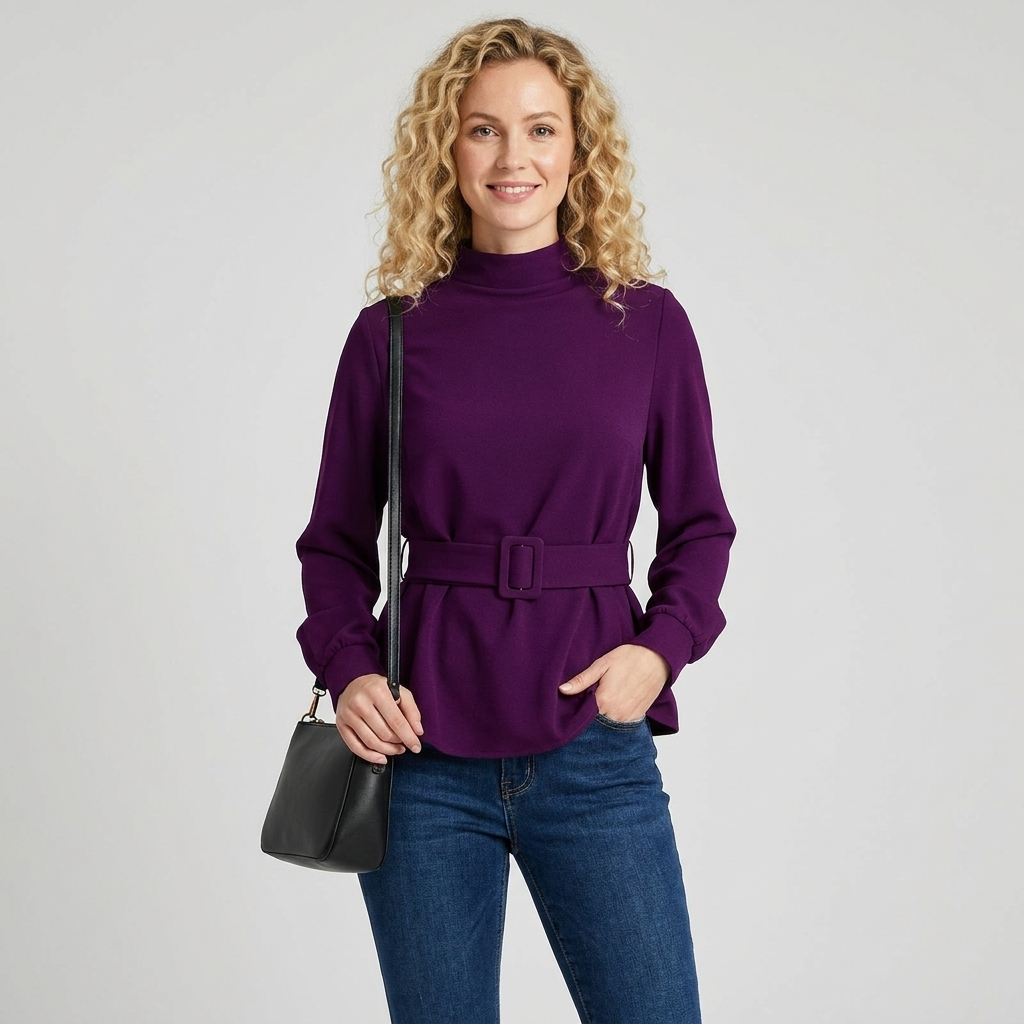 Esmerine Mock Neck Peplum Top