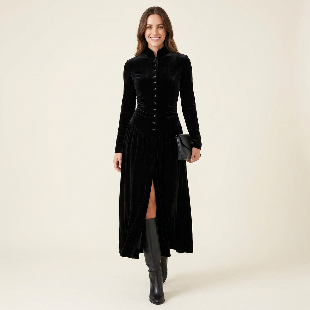 Lucienne Button Front Maxi Dress