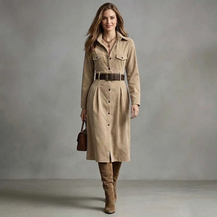 Marissa Faux Suede Shirt Dress