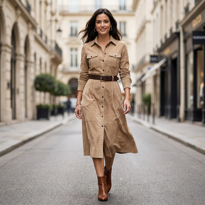 Marissa Faux Suede Shirt Dress