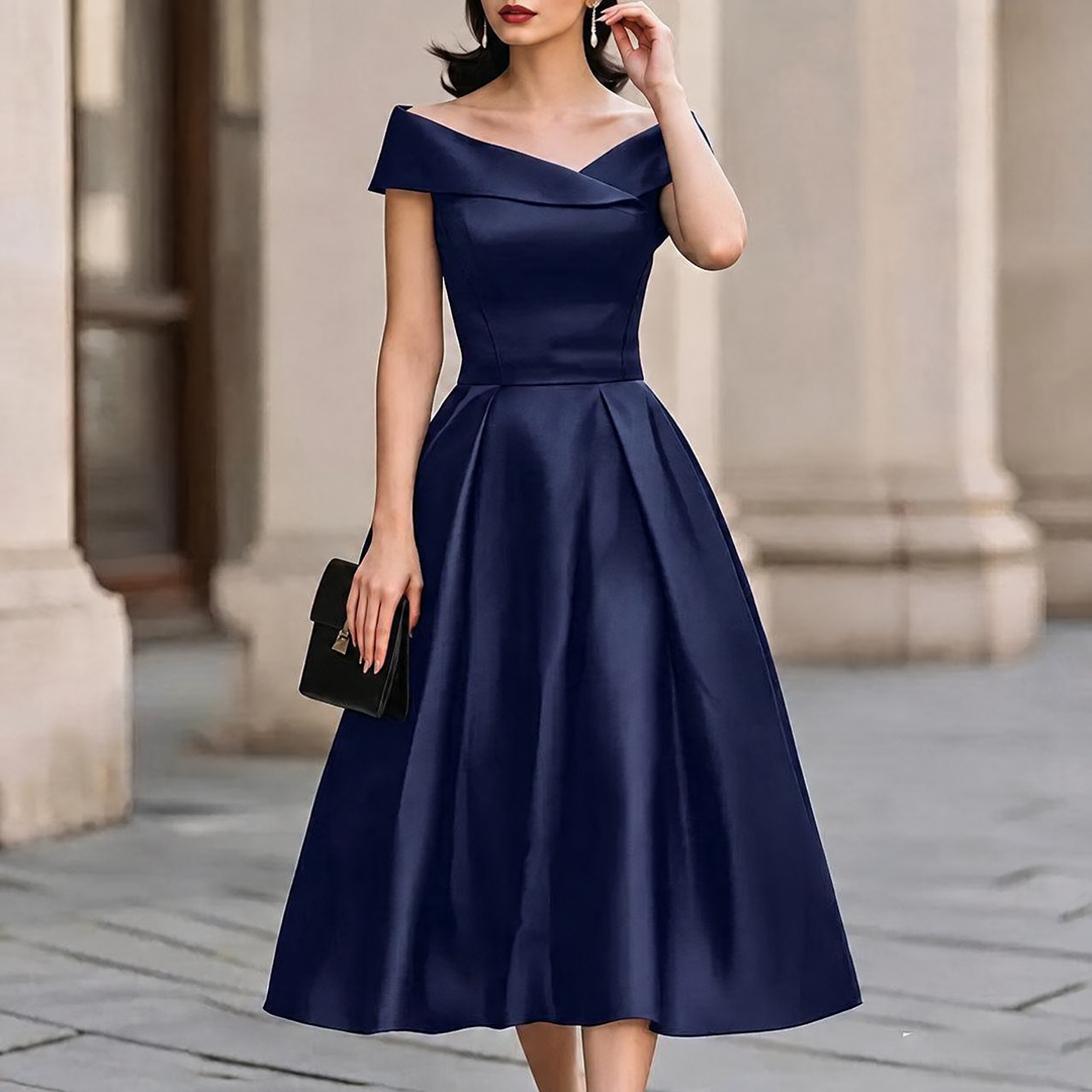Larkspur Off Shoulder Midi Dress