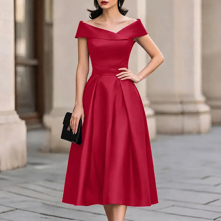 Larkspur Off Shoulder Midi Dress