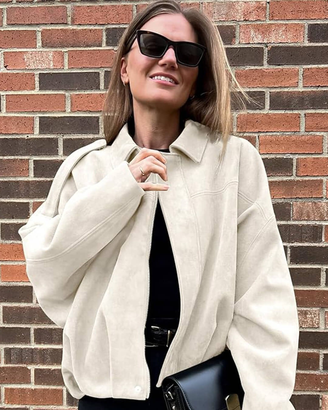 Petronella Suede Bomber Jacket