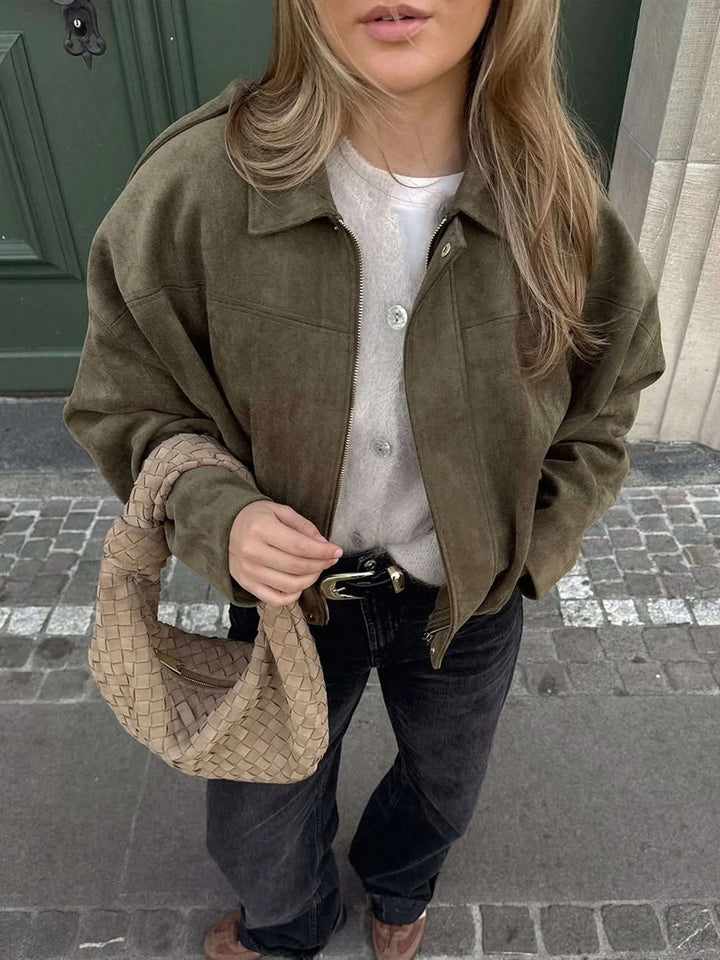 Petronella Suede Bomber Jacket