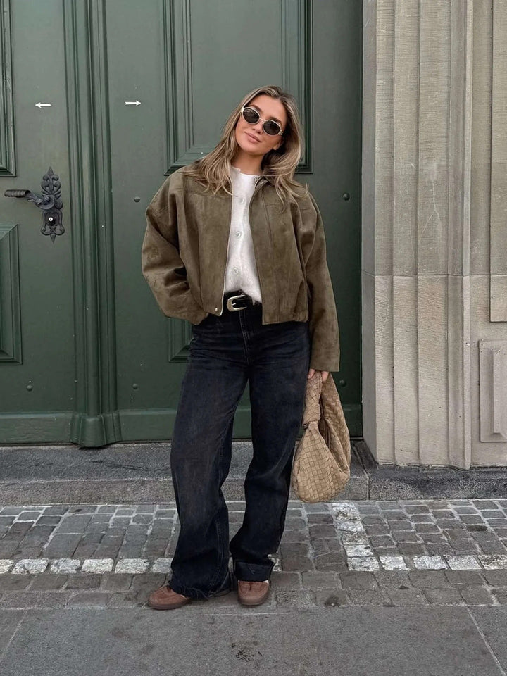 Petronella Suede Bomber Jacket