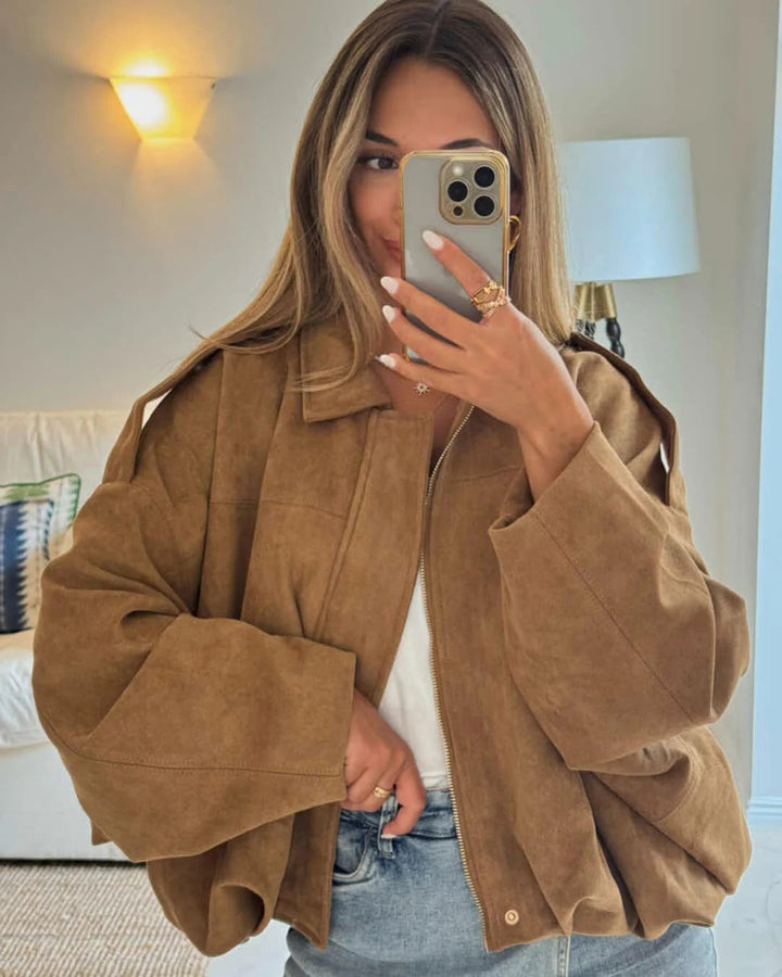 Petronella Suede Bomber Jacket