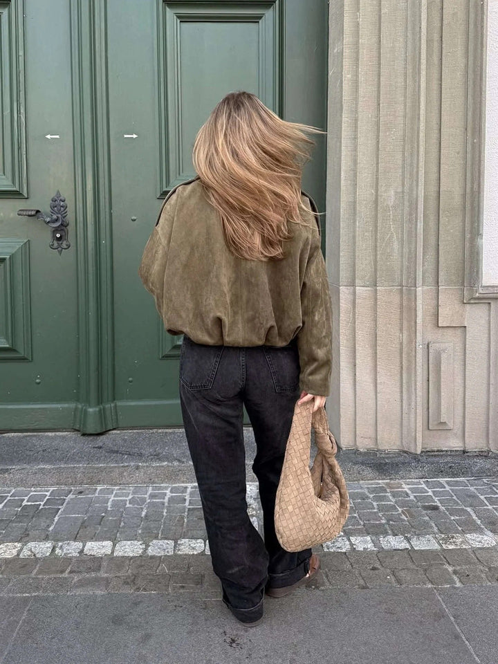 Petronella Suede Bomber Jacket