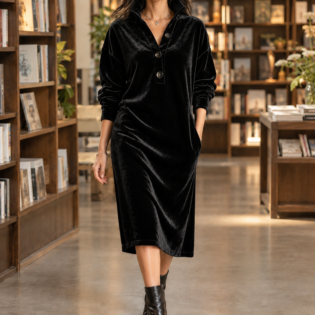 Alveera Velvet Midi Dress