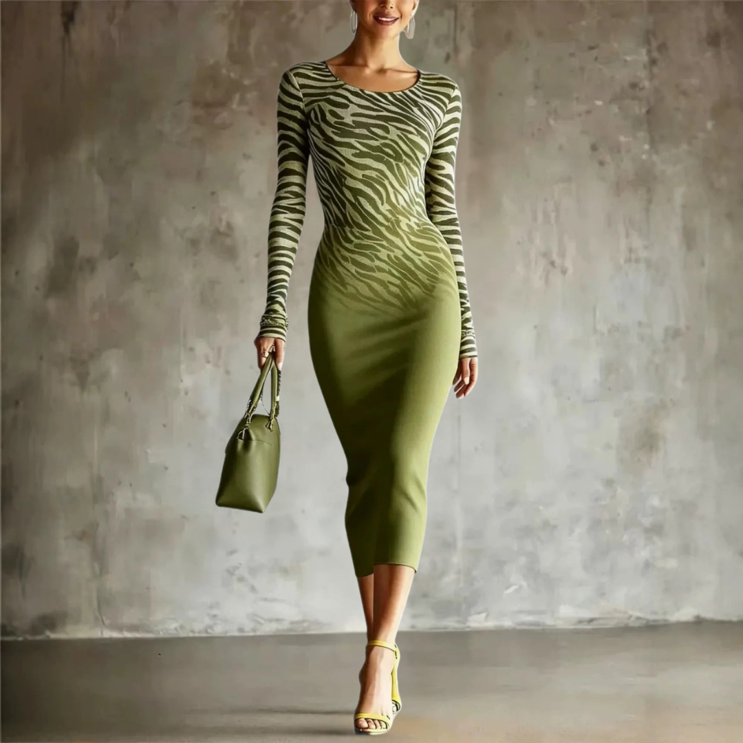 Maureen Zebra Pattern Midi Dress