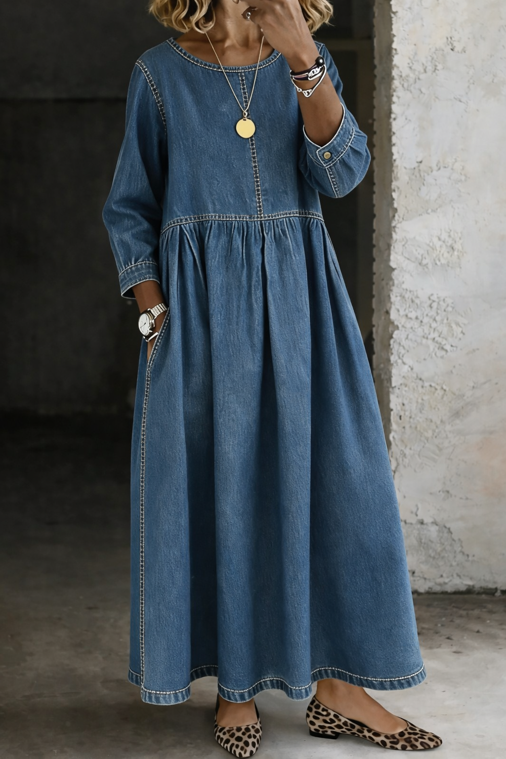 Delphine Gathered Waist Maxi Dress