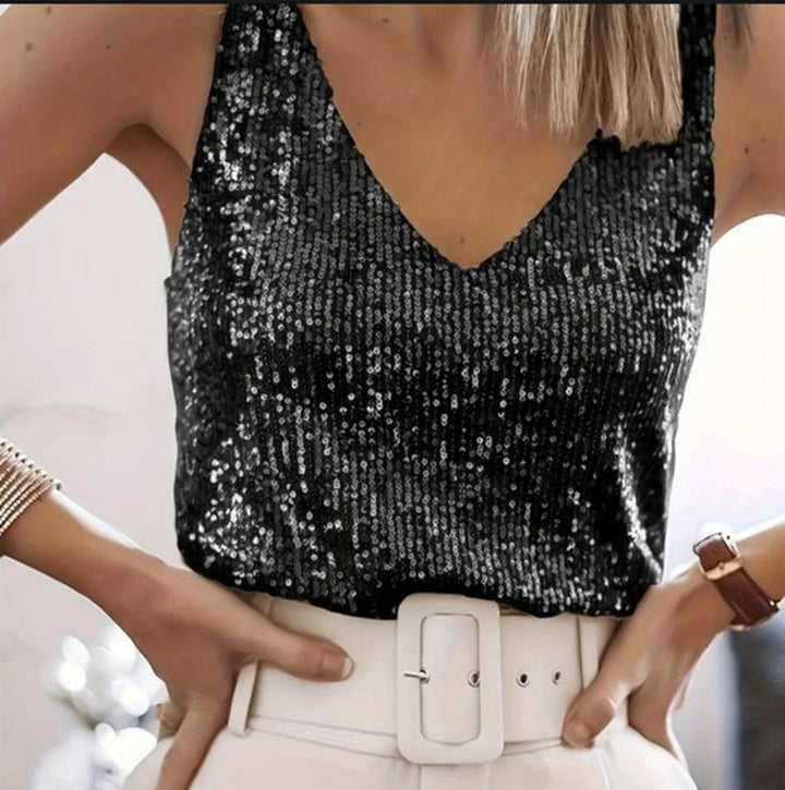 Caelina Sparkling Sequin V Neck Camisole