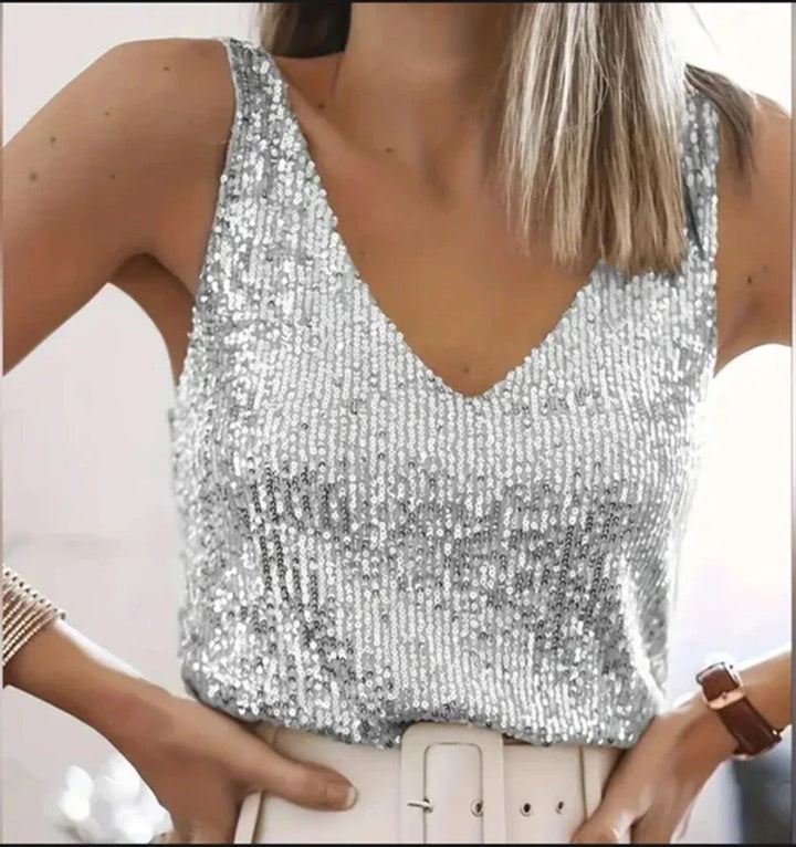 Caelina Sparkling Sequin V Neck Camisole